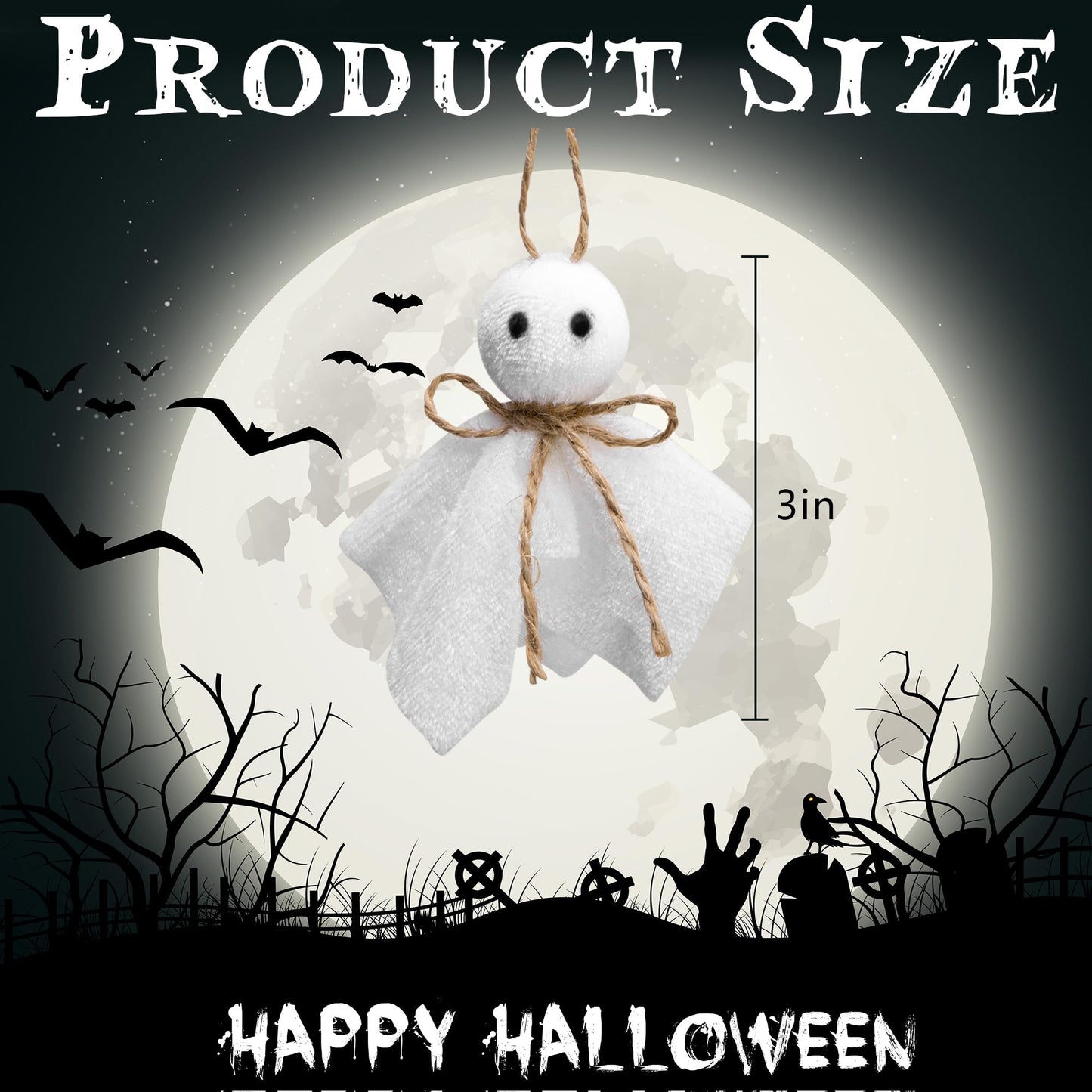 Watayo 16 Pcs Halloween Ghost Hanging Ornaments, 3 Inch Small Hanging Ghosts Tree Ornaments, Farmhouse Rustic Cloth Ghosts Hanging Decoration for Haunted House Party Yard Tree Decor