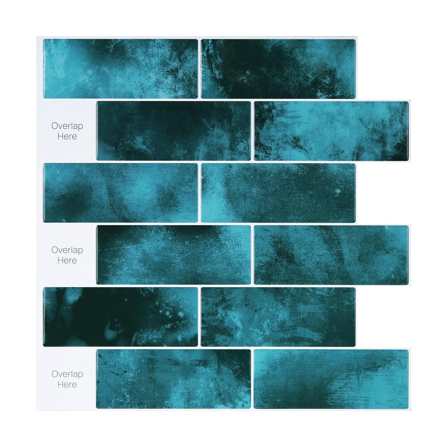 Wallercity Marble Blue Peel and Stick Backsplash Glossy Wall Tile Stickers Vinyl Self Adhesive Stick on Subway Tile Back Splash for Kitchen Bathroom 12''x12'' Waterproof 3D Art Wall Tiles Decor 10PCS