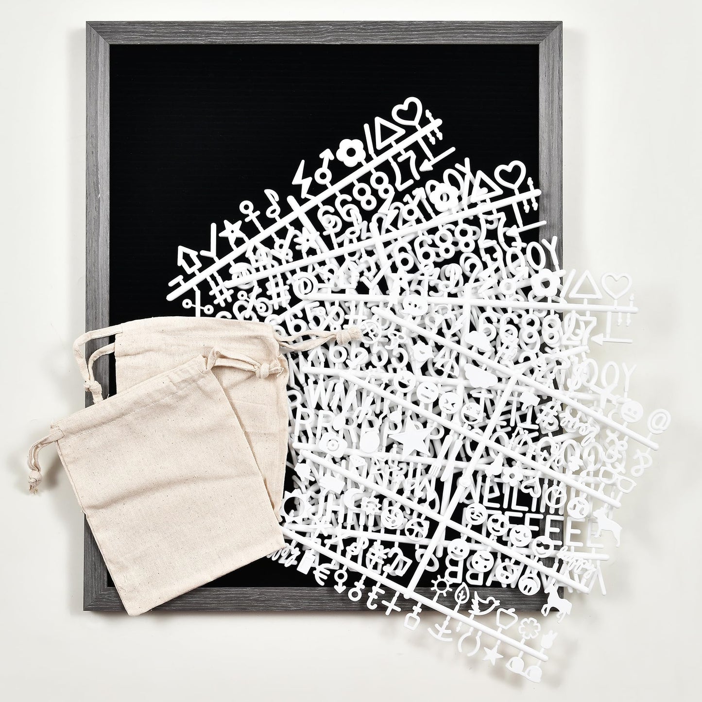 Felt Letter Board with 478 Letters, Numbers & Symbols - 16 x 20 inch Large Changeable Message Board with Wooden Frame Wall Mount Hook,2 Canvas Bags,Wood Stand (Black Board & Wood Frame)