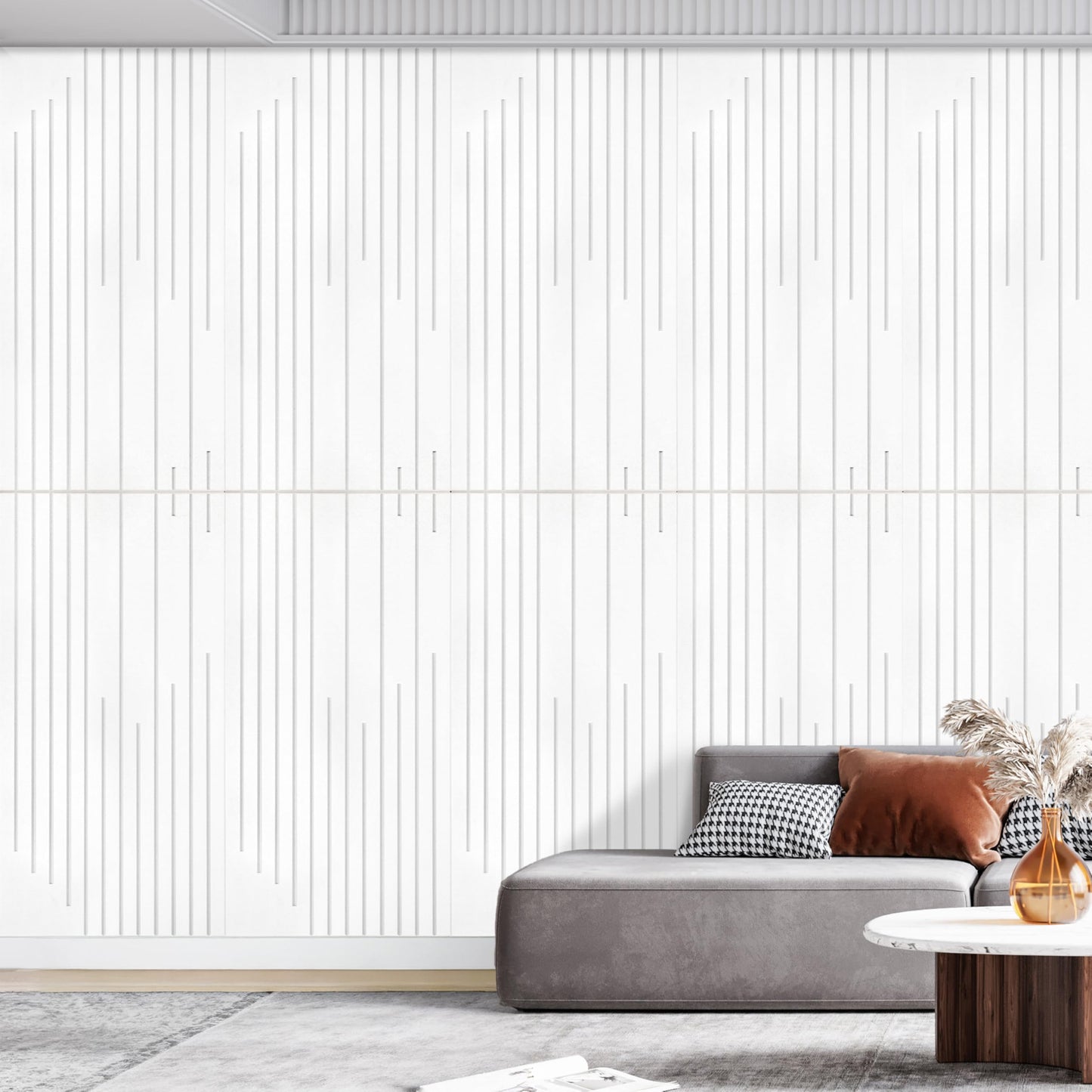 KERRAM 4-Pack Acoustic Panels with Self-Adhesive, 47.2 x 23.6 x 0.35 Inch High Density Sound Proof Panels for Walls, Decorative Sound Dampening Panels for Home Studio & Office Decor, White