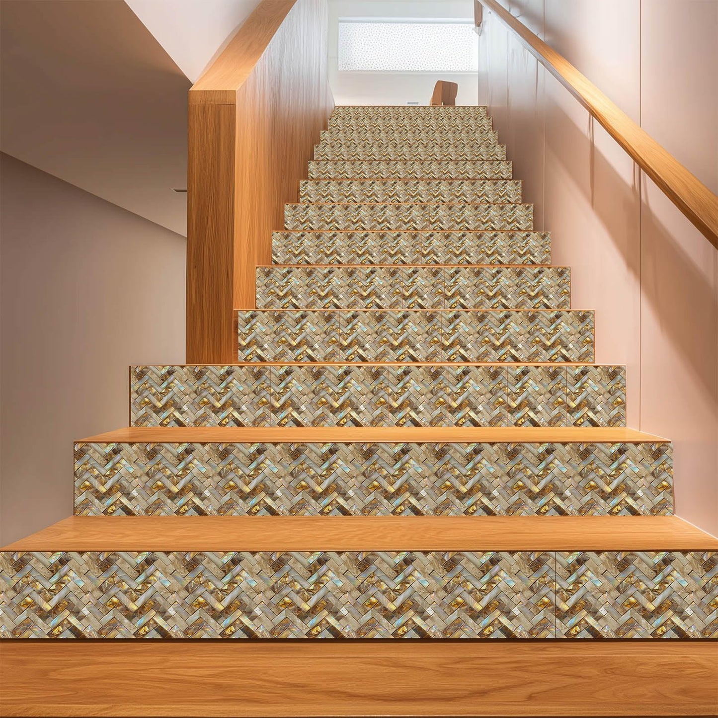 HOMETITUTE 20Pcs Gold Marble Mosaic Tile Stickers Peel and Stick Decorative Tiles Waterproof Removable Sticker Tiles Backsplash Decals for Kitchen Bathroom Stair Riser Wall Covering 4x4 Inch(not 3D)