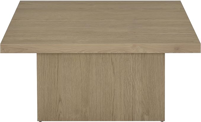 Coaster Home Furnishings - Devar - Wood - Square Coffee Table with Pedestal Base, Geometric Design and Transitional Style - Living Room - Latte - 710918