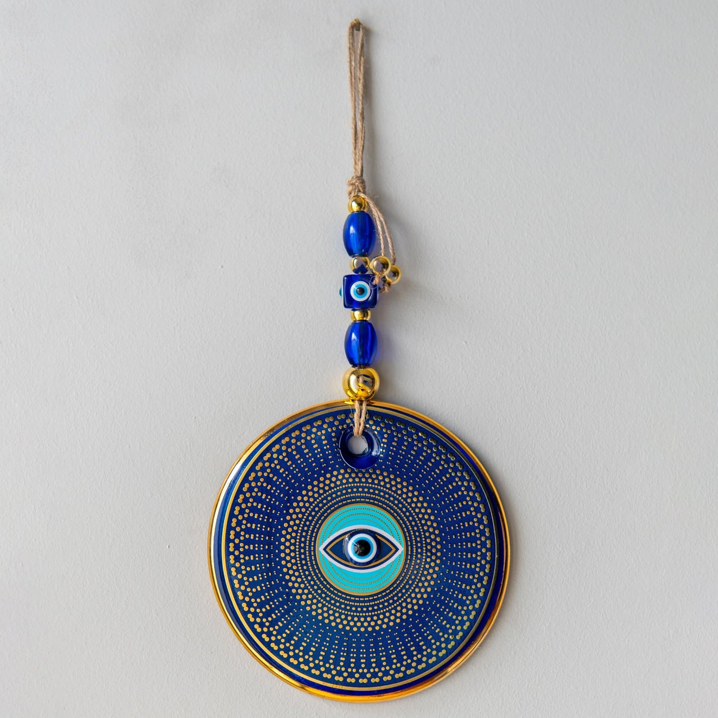Orenda-Turkish Evil Eye Wall Hanging, 5.1 in Diameter, Handmade Glass Nazar – Protection and Good Luck for Home, Office, or Gifts