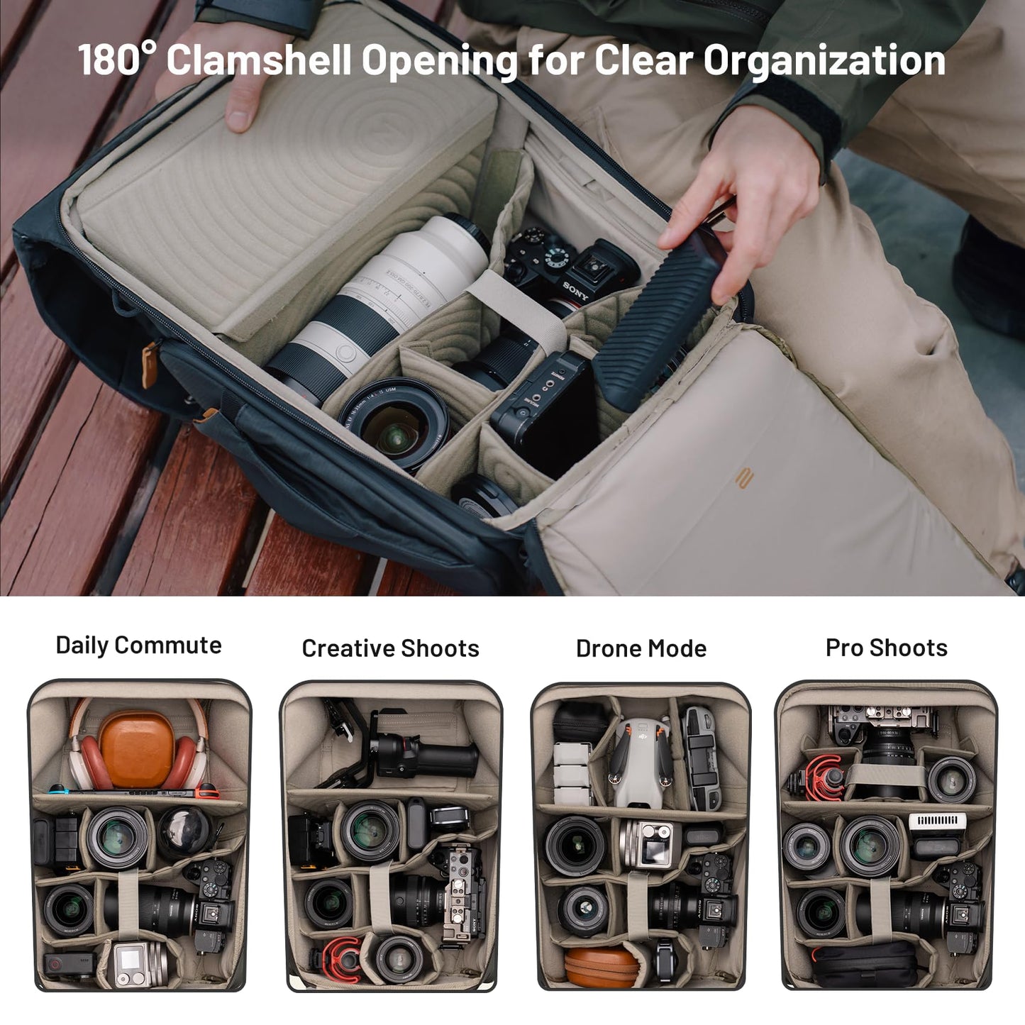 PGYTECH OneGo 2 Camera Backpack 20L with Laptop/iPad Compartment Waterproof for Urban & Travel Photography Compatible with Sony/Canon/Nikon/DSLR/SLR Mirrorless Cameras, Pine Green