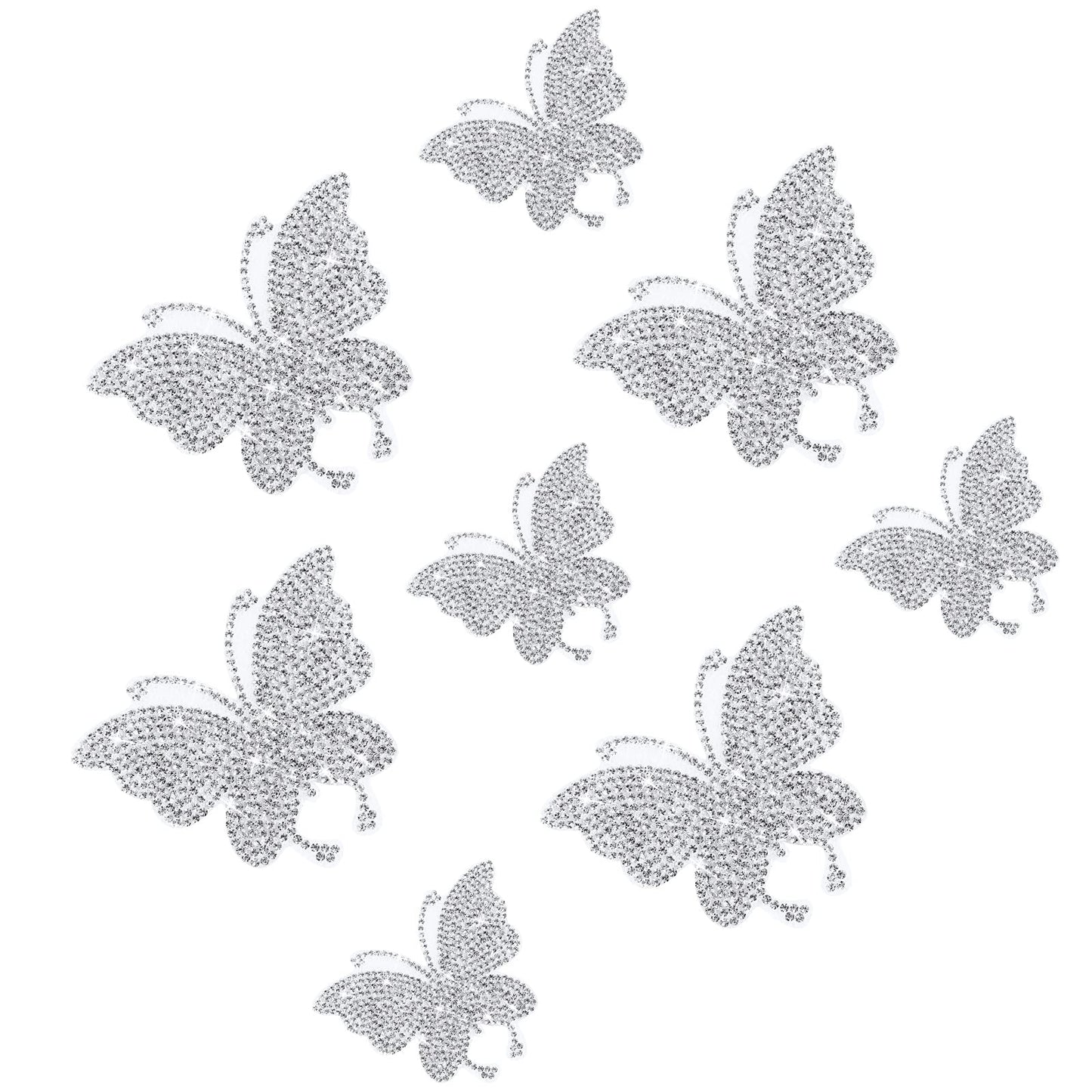 Frienda 8 Pcs Bling Butterfly Car Decals Women Crystal Rhinestone Shiny Butterfly Stickers Accessories for Car Body Bumper Window Laptop Automotive Interior Exterior Sticker Decor(Silver)