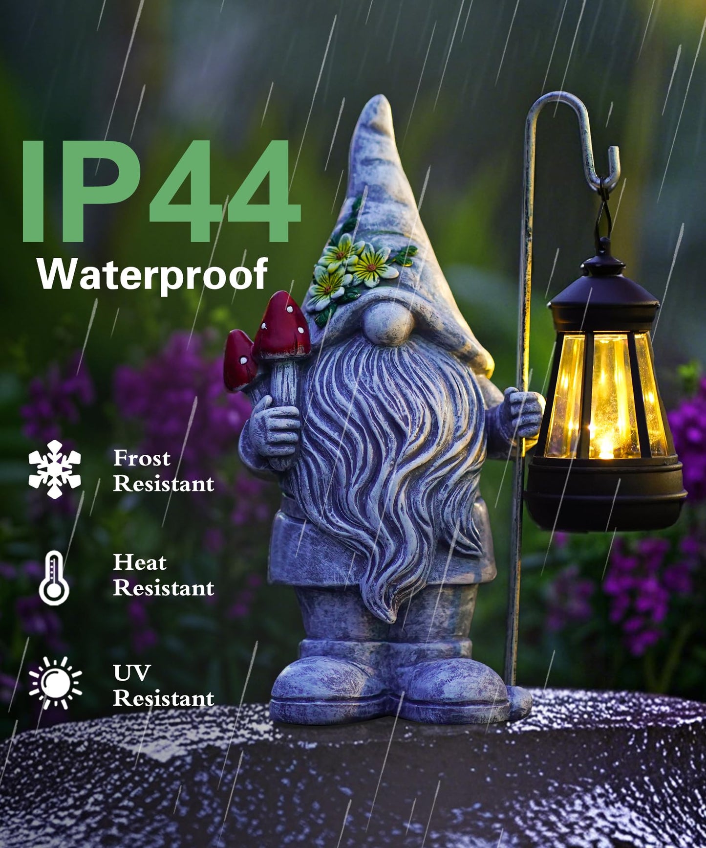 Acgarten Garden Gnome with Solar Lantern: Outdoor Statue Decorations for Home Yard Lawn Balcony Patio Porch - Mothers Day Gifts for Mom Women Grandma