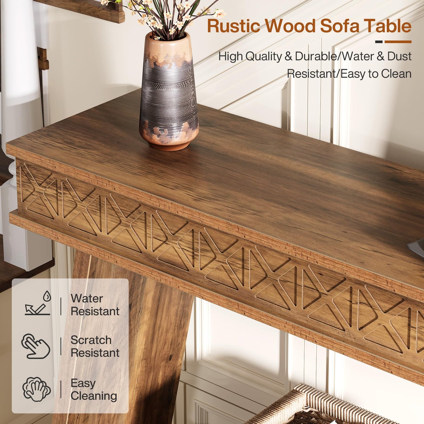 Tribesigns 70.9 Inch Long Console Table for Entryway, 2-Tier Farmhouse Entryway Table with Storage, Narrow Sofa Table Behind The Couch, Wood Accent Table for Hallway, Living Room, Foyer, Rustic Brown
