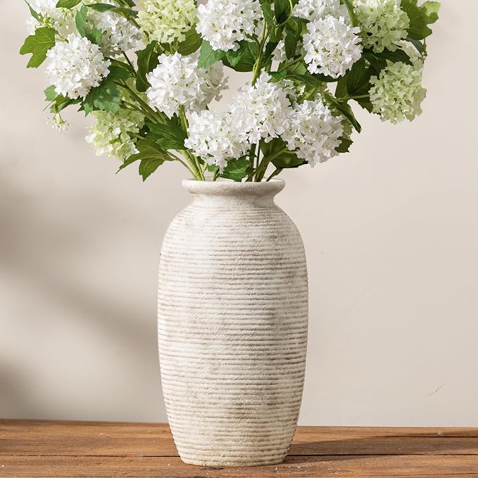 Ceramic Flower Vase, 12.5" Large Vases Home Decor Rustic Farmhouse Tall Pottery Decorative Pampas Vase for Table Living Room Entryway Mantel Bookshelf Bedroom Bathroom Kitchen - D