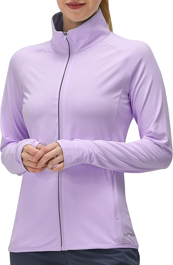 Women's UPF 50+ UV Sun Protection Clothing Long Sleeve Athletic Hiking Shirts Lightweight SPF Zip Up Outdoor Jacket