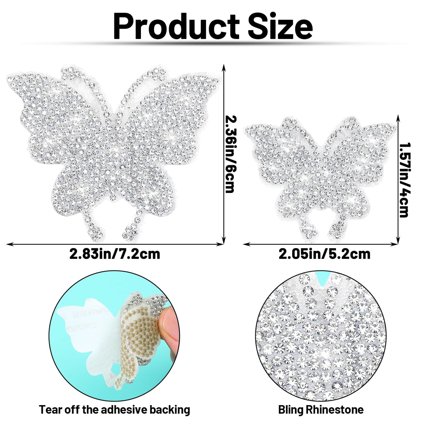 8Pcs Bling Butterfly Car Decals for Women Glitter Crystal Rhinestone Shiny Butterfly Stickers with Self Adhesive Backing Accessories for Car Window Motorcycle Laptop Tumbler Luggage
