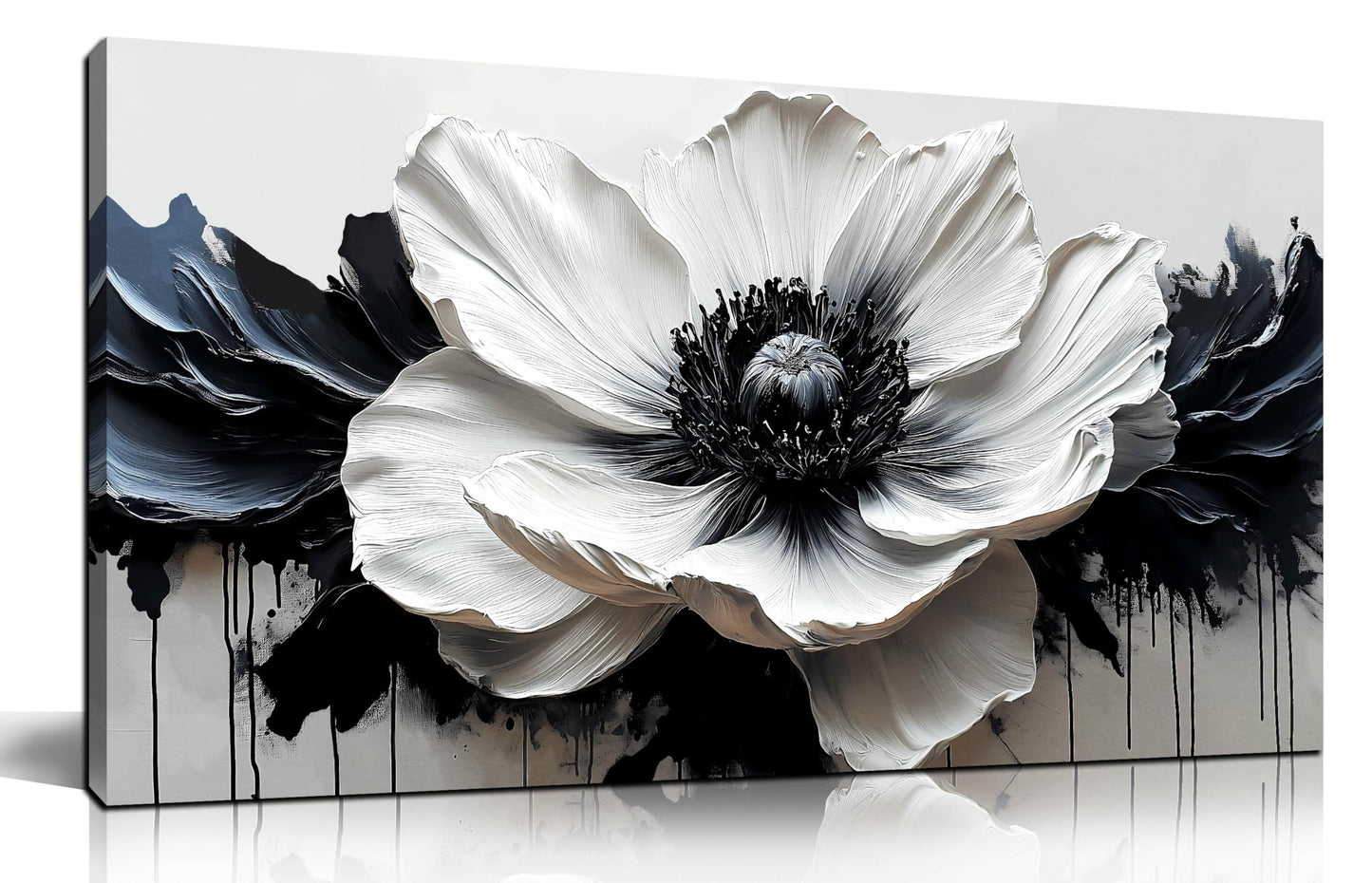 HUBOSKN Flower Canvas Wall Art for Living Room - Black and White Wall Art for Bedroom - Modern Wall Decor for Bedroom Women Size 20" x 40"
