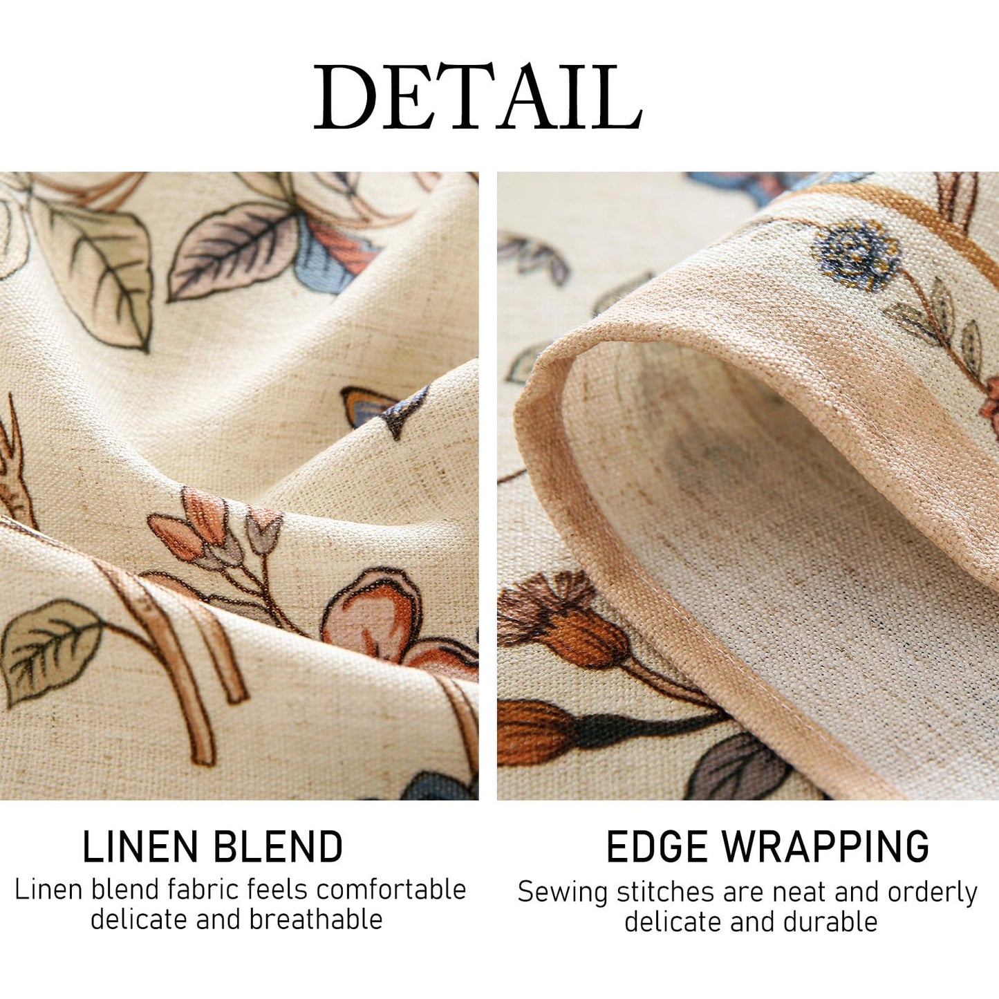 ISAENNE Designer French Light Beige Small Round Tablecloth,Linen Florals and Birds Pattern Table Cloth,Anti-Wrinkle Decorative Tablecloths for Dining Thanksgiving Kitchen,Diameter 55"-Cornucopia