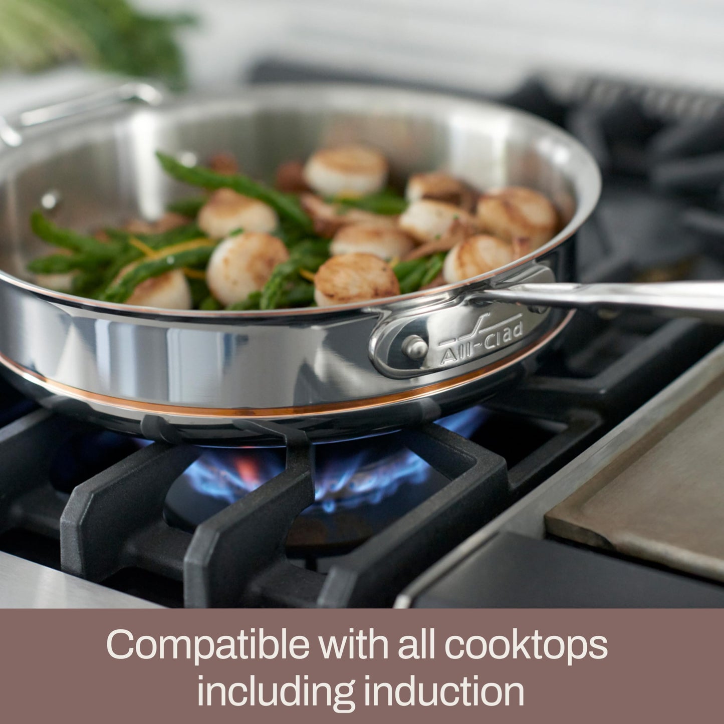 All-Clad Copper Core 5-Ply Stainless Steel Cookware Set, 5 Piece, Induction, Oven Broiler Safe 600F, Pots and Pans, Sauce Pan, Saute Pan, Cookware, Silver