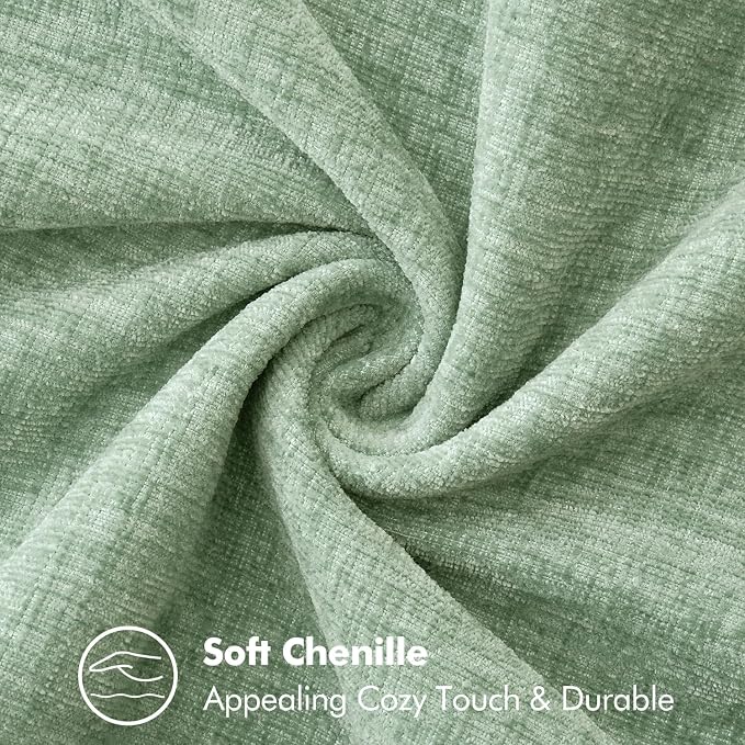 MIULEE Pack of 2 Summer Throw Pillow Covers 20x20 Inch Greyish Green Farmhouse Decorative Pillow Covers with Stitched Edge Soft Chenille Solid Dyed Pillow Covers for Couch Sofa Bed Living Room