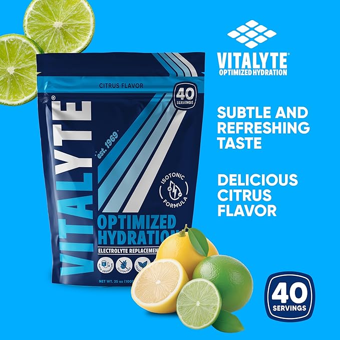 Vitalyte Electrolyte Powder Drink Mix, Isotonic Electrolyte Hydration Mix, Gluten Free Post Workout Powder Mix, Pack of 1, 35 oz., Cool Citrus Flavor