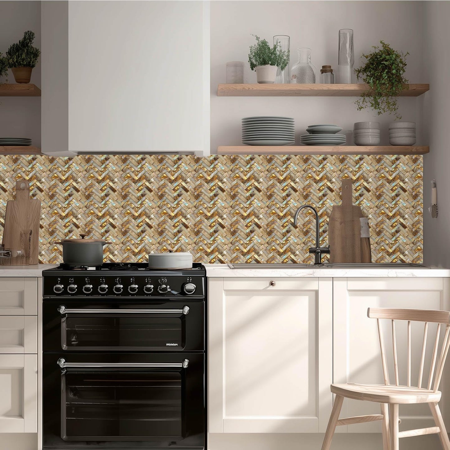 HOMETITUTE 20Pcs Gold Marble Mosaic Tile Stickers Peel and Stick Decorative Tiles Waterproof Removable Sticker Tiles Backsplash Decals for Kitchen Bathroom Stair Riser Wall Covering 4x4 Inch(not 3D)
