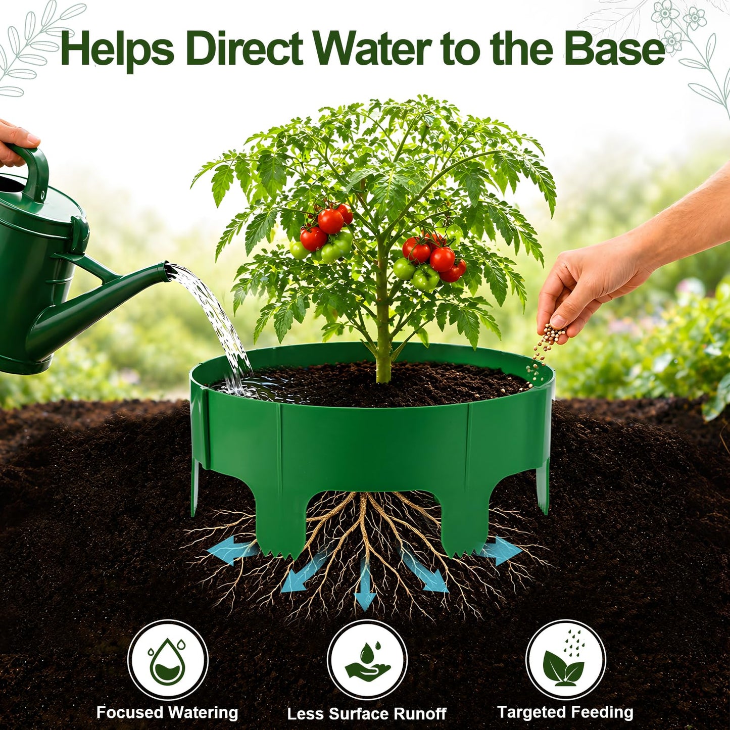 18 Panels Planting Grow Rings, Diameter Range 7-17.5 Inches, Garden Rings for Flowers, Vegetables, Seedlings, Pots, Planters and Garden Beds, Helps Separate Rock and Define Planting Spaces