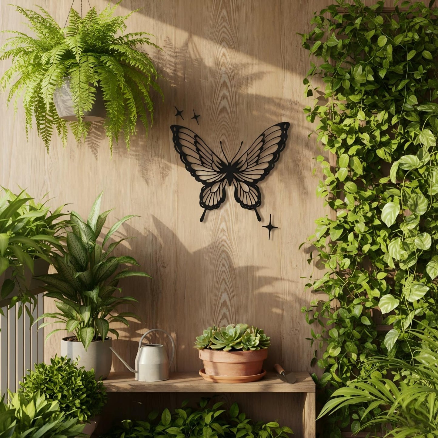 Aimto Metal Butterfly Wall Art Decor,Boho Home Decor Hanging Appearance for Bedroom Living Room Wall (9 Inch black Set of 1)