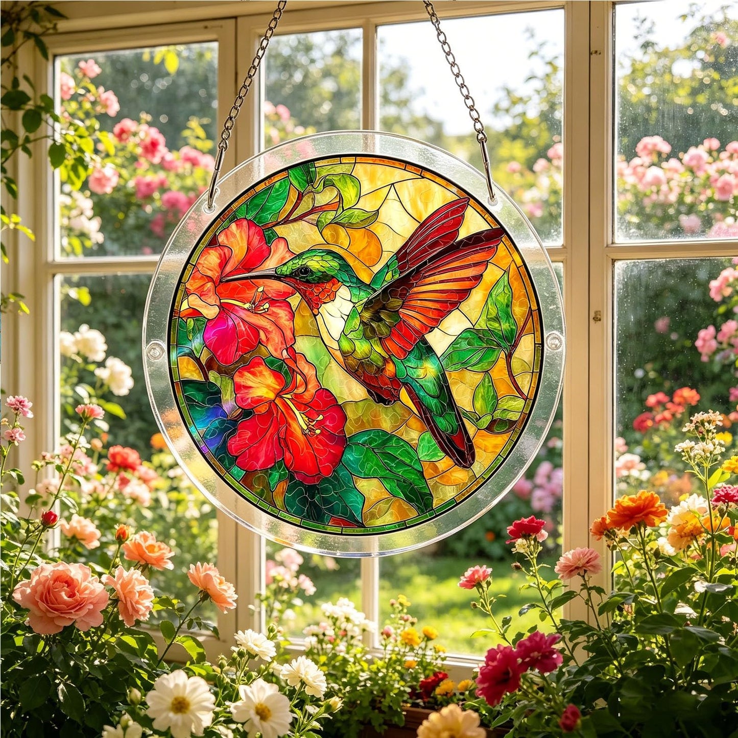 Premium Stained Glass Style Puzzle Suncatcher, Acrylic Puzzle for Adult Window Hanging, DIY Crystal Jigsaw Art, National Puzzle Day Decorations, Creative Home Decor Ornament with Whimsical Pieces