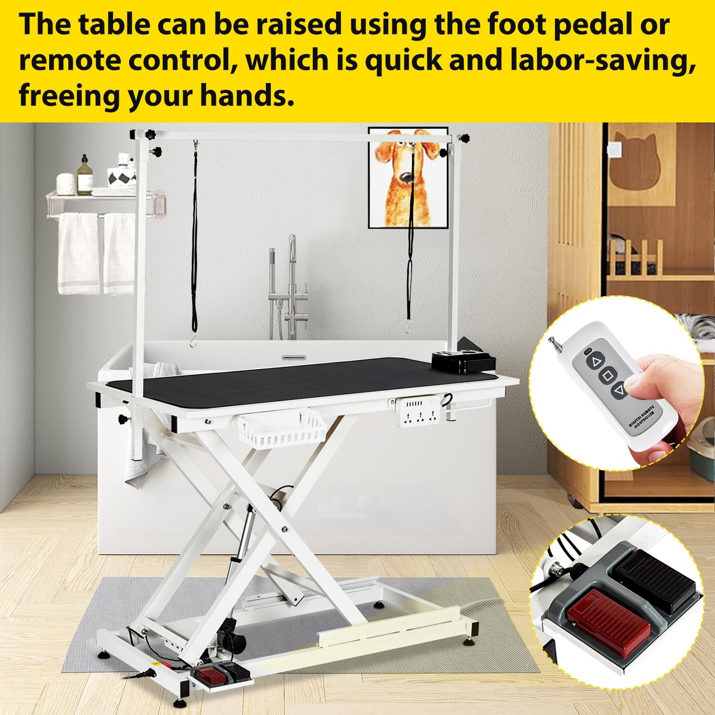 COZONY 50inch Hydraulic Dog Grooming Table,300LBS Electric Grooming Table for Dogs, Professional Pet Grooming Station for Large & Small Dogs