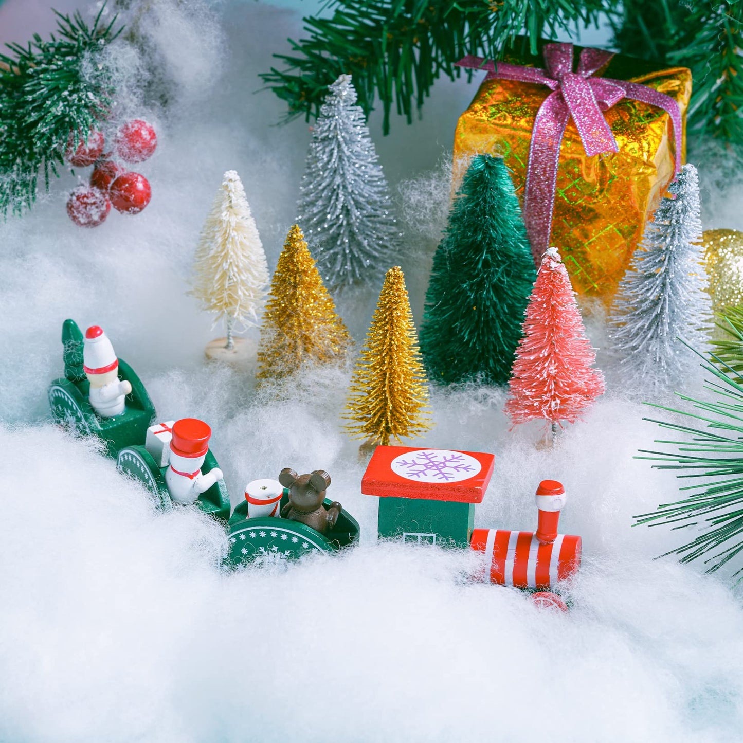 Yolyoo 2pcs Christmas Fake Snow Decoration Fiber Artificial Snow Indoor Fluffy Snow Blanket for Christmas, Village Displays, Winter Mantle Village,Under The Christmas Tree (200g)