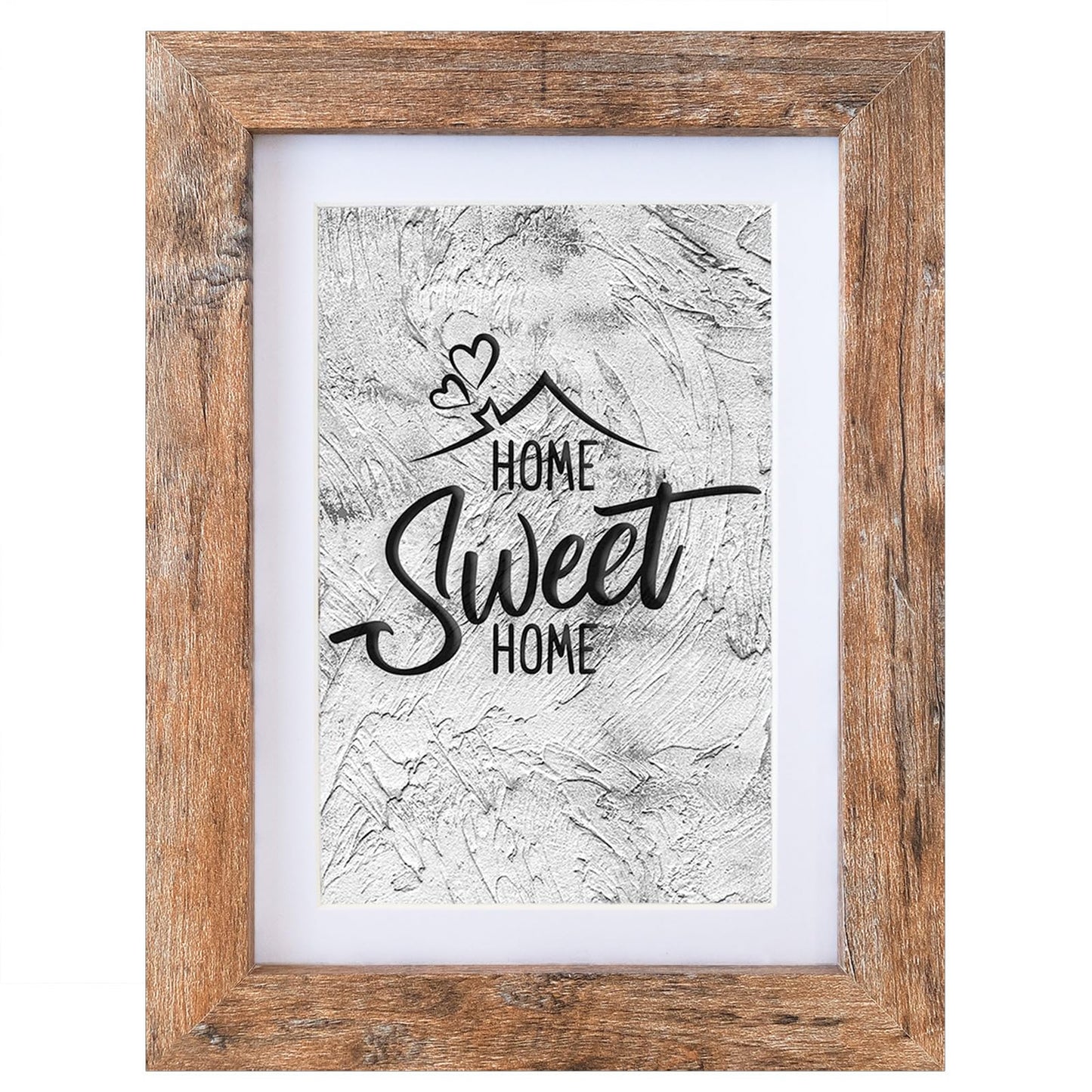 Califortree 5x7 Picture Frame - Can Display Photo 4x6 with Mat, Wood Frame with Shatterproof Plexiglass, Wall & Tabletop Display, Rustic Brown