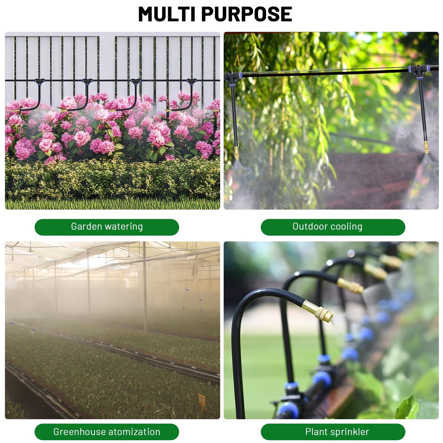 Thiswing 360° Adjustable Drip Irrigation System - 40 FT Garden Watering System with 13 Nozzles, Raised Bed Sprinkler System, Garden Mister for Yard, Lawn, Plants, 5/16" Tubing