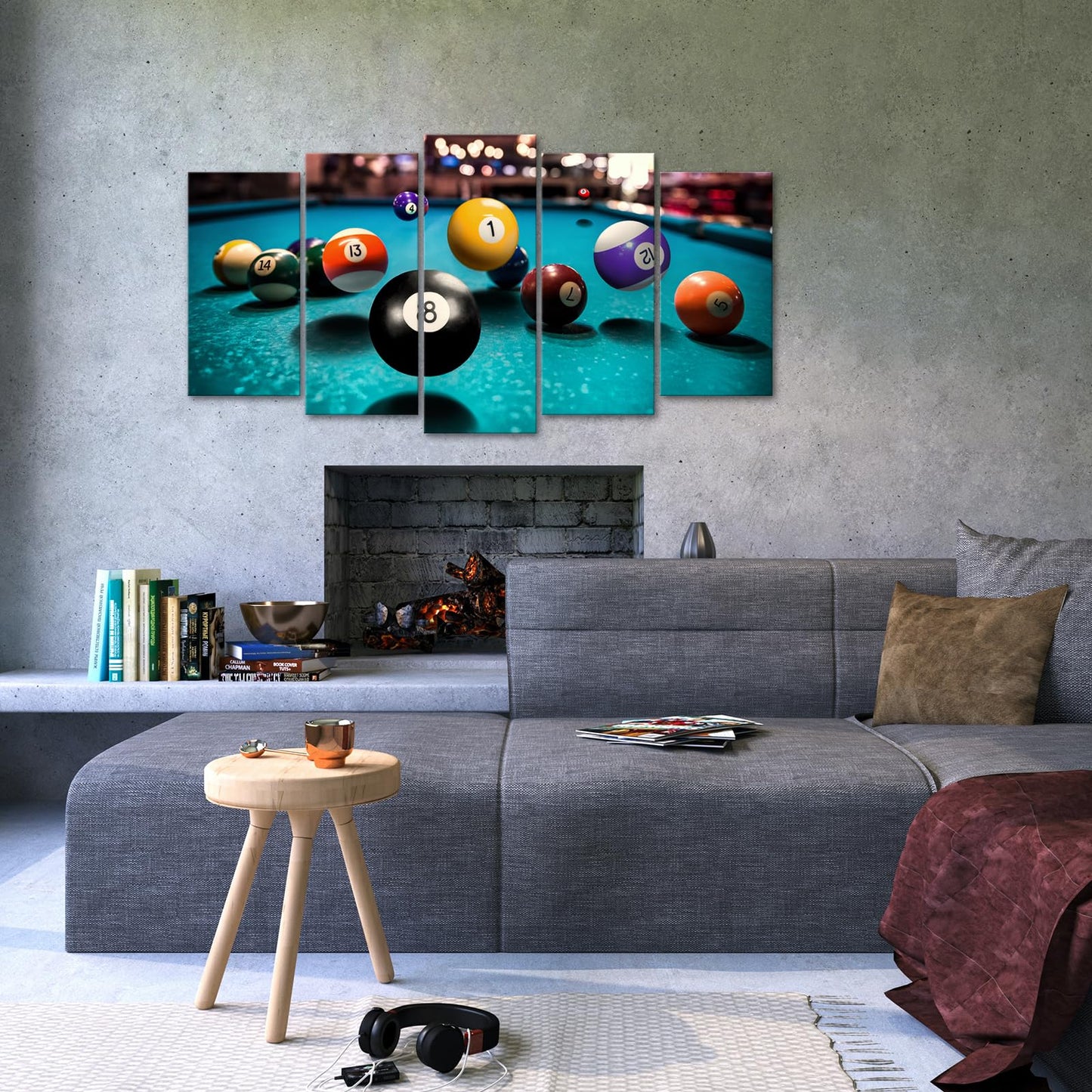 DuoBaorom 5 Piece Canvas Wall Art Pool Room Decor Sports Picture 32x60