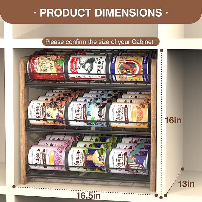 DGWJSU Can Organizer for Pantry 3-Tier, Can Storage Organizer Pantry, Soda Can Organizer, Holds up to 36 Cans Holders for Pantry, Cabinet, Countertop, Carbonized Brown