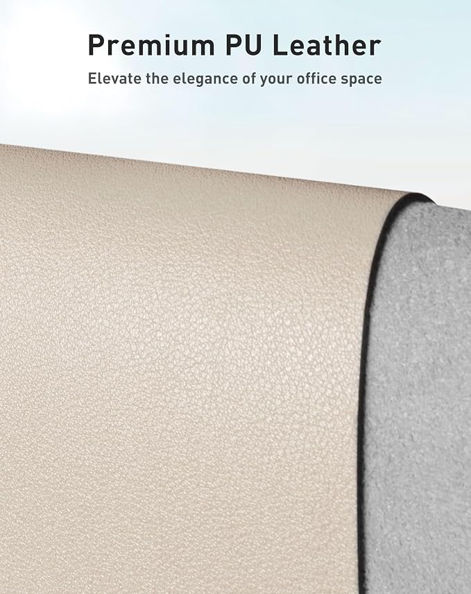Aothia Faux Leather Desk Mat - Large Mouse Pad, Non-Slip PU Leather Blotter, Waterproof Writing Surface for Office and Home (Eggshell, 40" x 24")