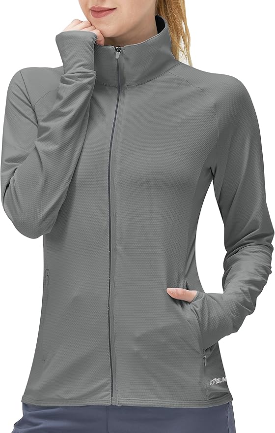 Women's UPF 50+ UV Sun Protection Clothing Long Sleeve Athletic Hiking Shirts Lightweight SPF Zip Up Outdoor Jacket