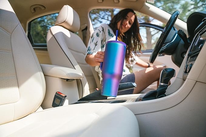 IRON °FLASK Co-Pilot 40 oz Insulated Tumbler with Straw & Flip Cap Lids - Cup Holder Bottle for Hot or Cold Drink - Leak-Proof, Double Walled - Water, Coffee Portable Travel Mug - Dark Pine