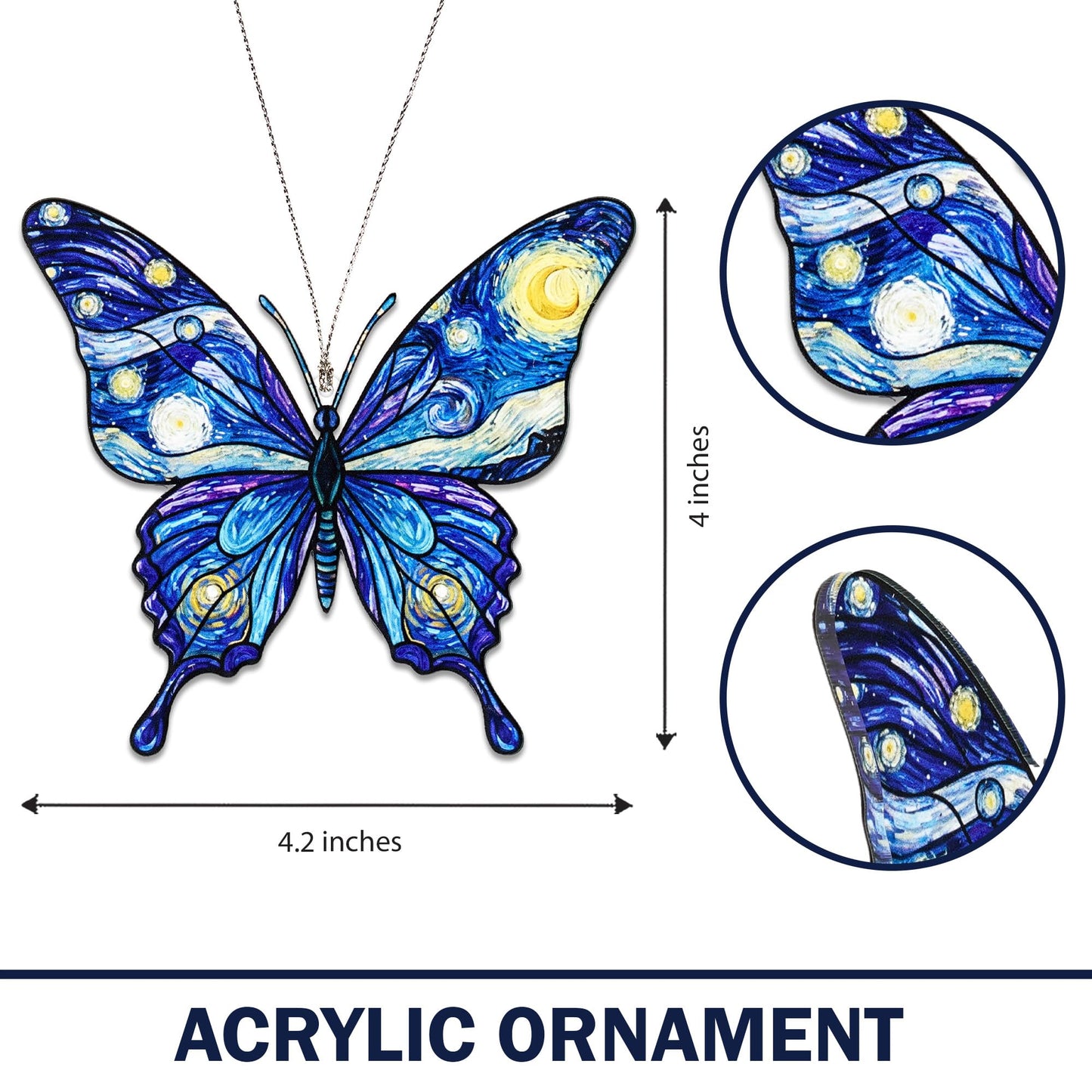 Butterfly Starry Night Christmas Ornaments 2026, Butterflies Suncatcher Ornament for Window Tree Decor, Christmas Decorations, Butterfly Gifts for Women, Unique Holiday Fantasy Gifts