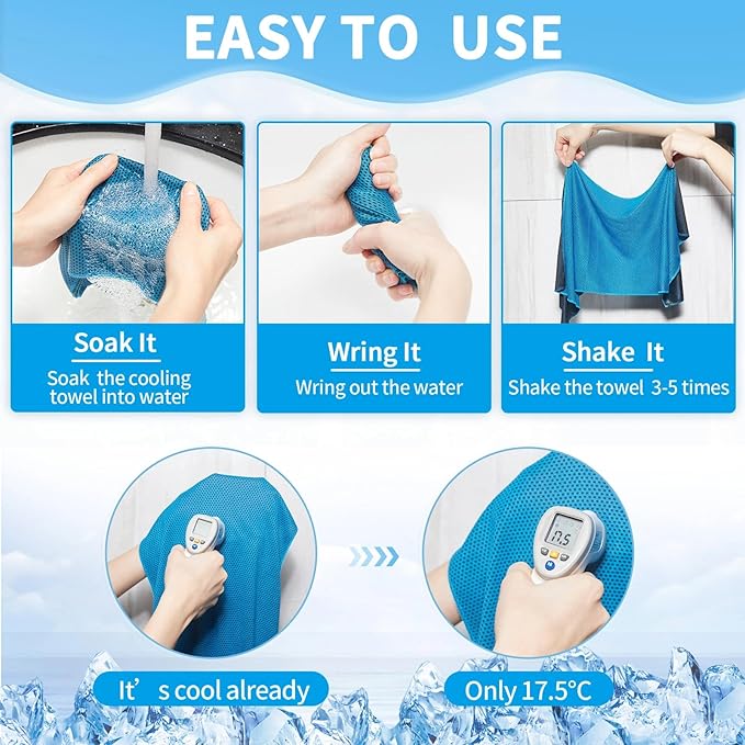 Honoson Cooling Towel Bulk - Neck & Face Cool Chilly Towels Microfiber Breathable Sport Sweat Rag for Gym, Yoga, Travel, Camping, Running, Outdoor