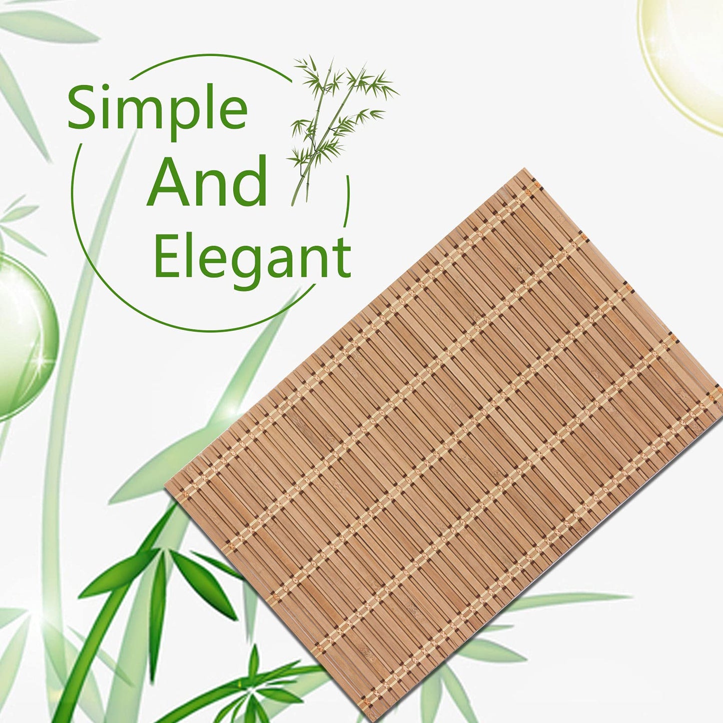 NETEHA Natural Bamboo Placemat-4 Pack- Set of Wooden Square Placemats, Suitable for Non-Slip and Resistant Bamboo Table Placemats in Restaurants and Kitchen