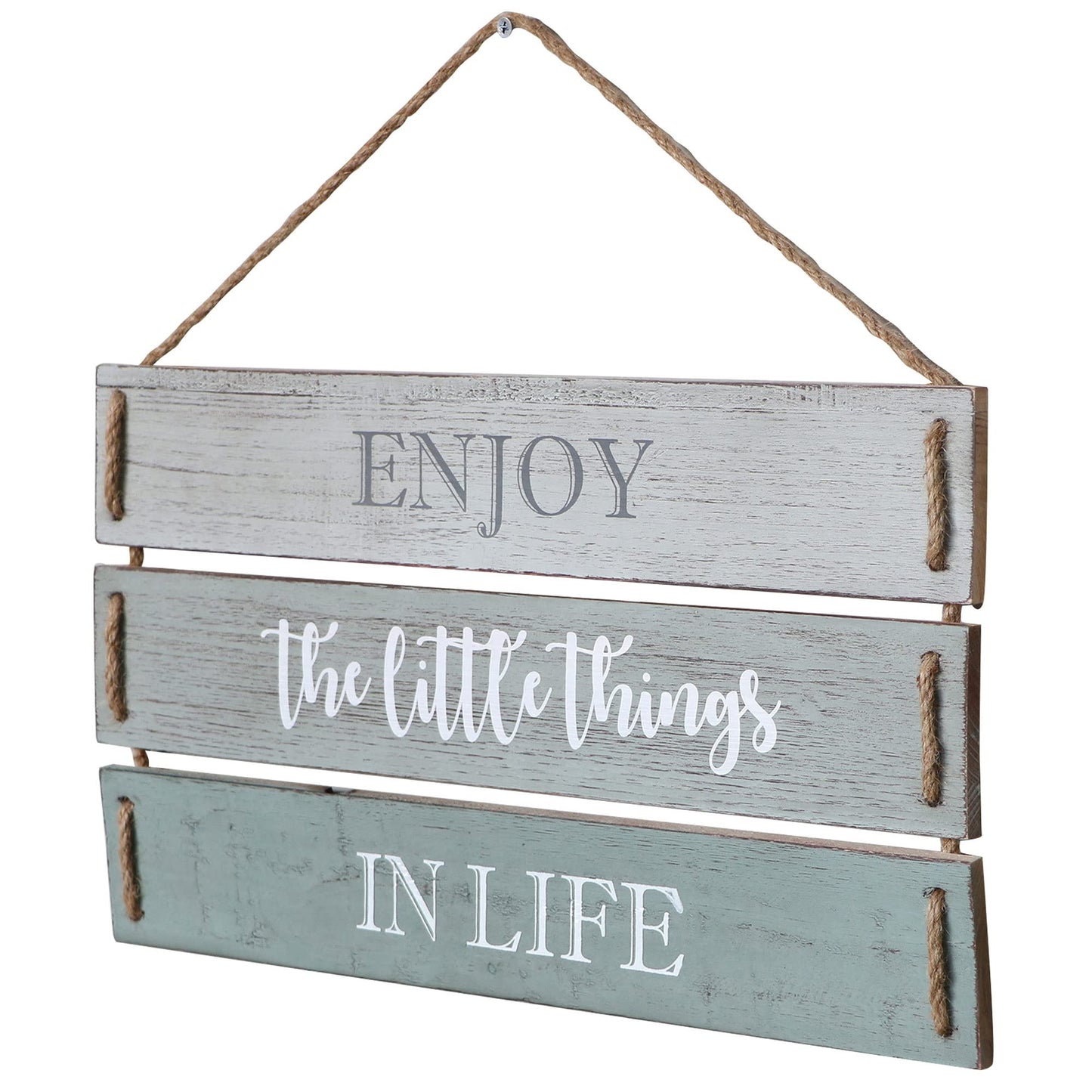 Barnyard Designs Enjoy The Little Things In Life Quote Wall Decor, Decorative Wood Plank Hanging Sign 17” x 10.25”