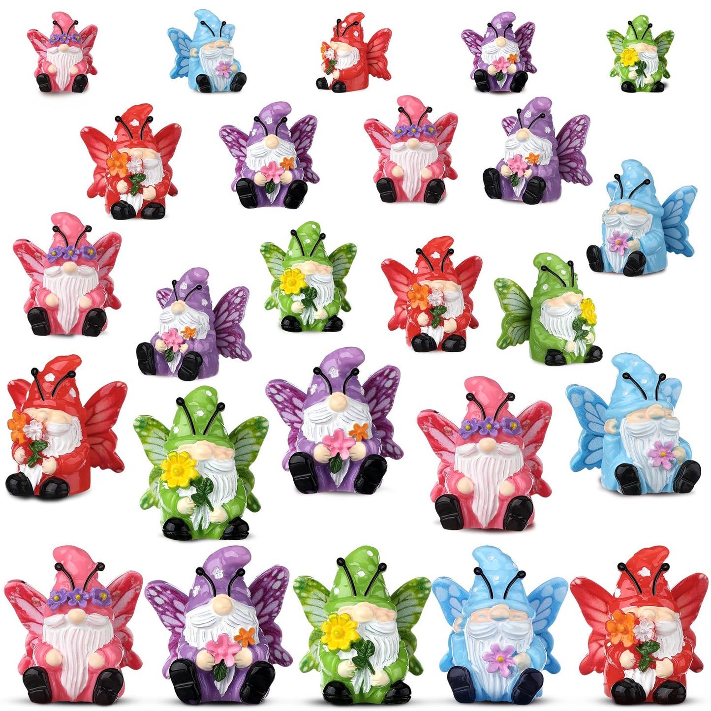 Wesiti 40 Pcs Spring Decoration Butterfly Mini Resin Gnomes 1.18 Inch Spring Miniature Figurine Statues Tiny Gnomes Decor for Table Dollhouse Desk Indoor Outdoor Home Garden Plant Pot