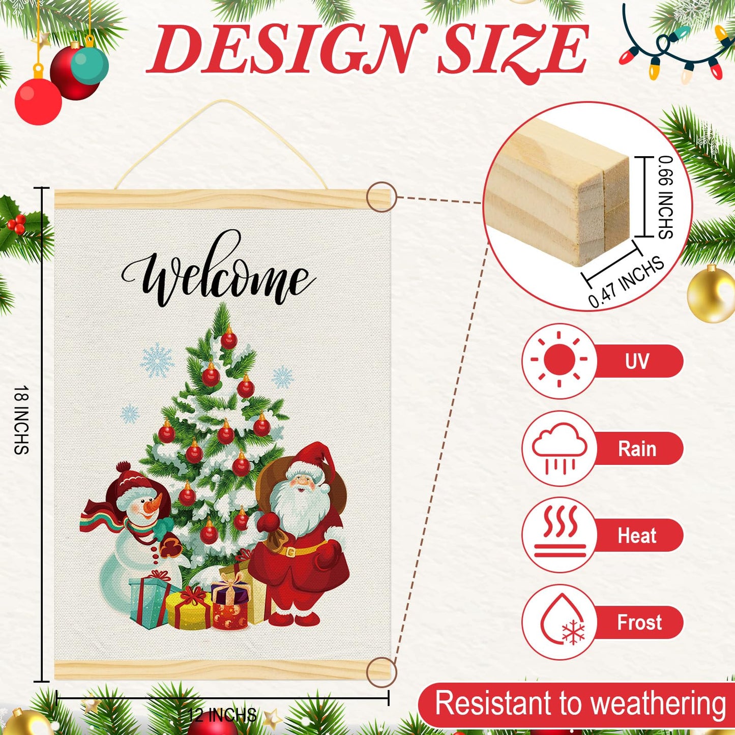 Merry Christmas Wall Art with Wood Poster Hanger Set of 6 Christmas Tree Wall Decor Magnetic Poster Hanger Frames Santa Claus Turkey Snowman Posters Artwork for Wreath Thanksgving Walls Decorations 12x18 Inch