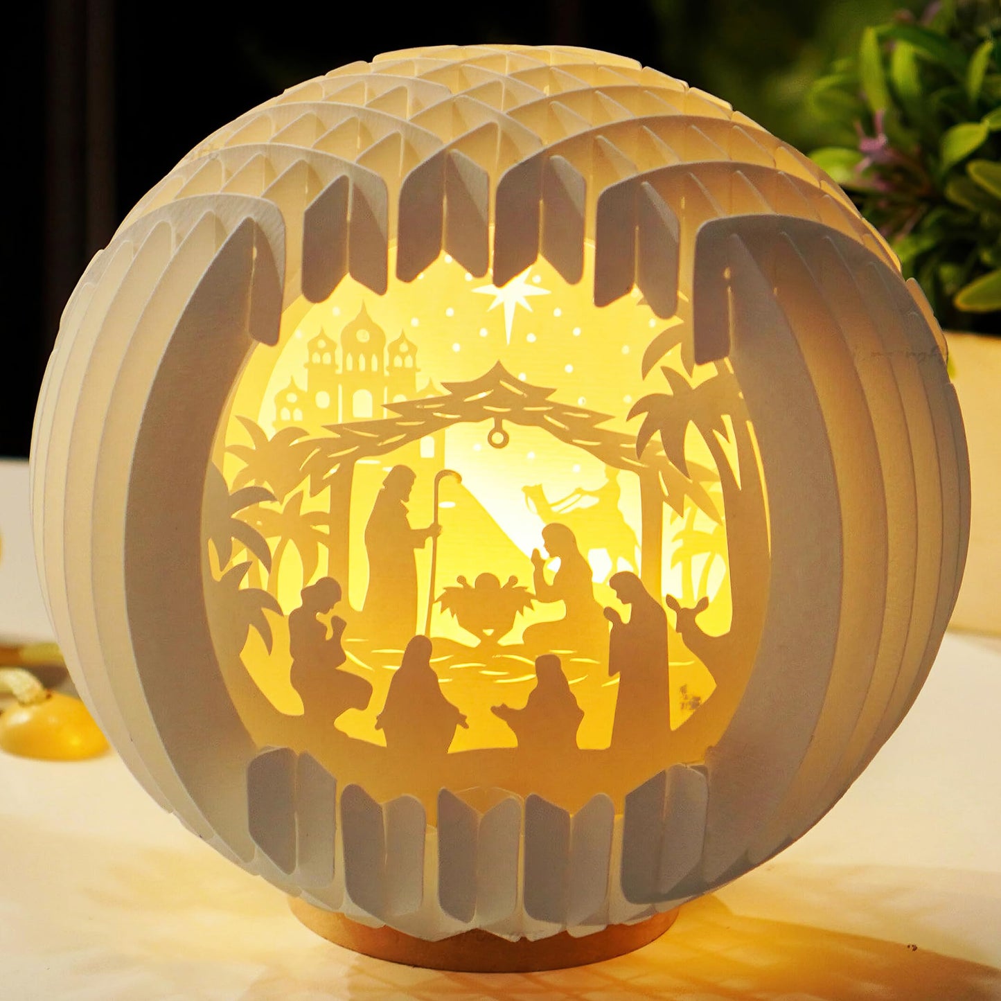 Light Up Nativity Scene Indoor with LED Light for Tabletop, Paper Christmas Jesus Decorations, Small Nativity Easter,Christmas Story Gifts,Religious Christian Gifts for Women,Nacimientos de Navidad