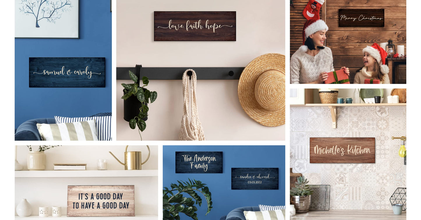 Personalized Signs for Home, Custom Sign with Any Text, 3 Sizes - 12 Background Options & 8 Fonts - Customizable Sign 11X5