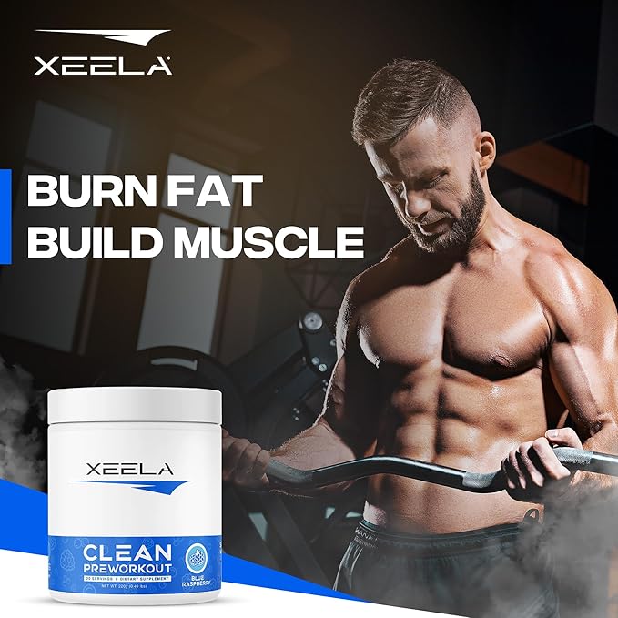 XEELA Pre Workout Powder - Clean & Tested - Jitter Free, Safe, and Natural - Increase Thermogenic Energy, Focus, and Endurance w/Creatine, Organic Caffeine, and Plant Based Citrulline (Blue Raspberry)