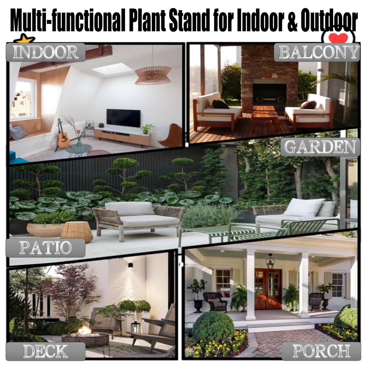 ZEECER Plant Stand, Round Plant Stands Indoor Outdoor, Retro Design 15'' Tall Plant Stand, Rust-proof Coated Metal Plant Pot Stand Flower Stands for Indoor Plants Patio Garden Home Decor Set of 1