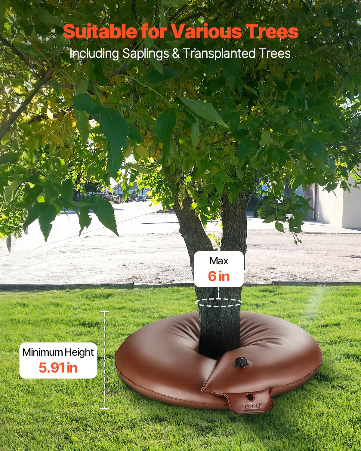 VEVOR Tree Watering Bags Slow Release, 4 Pack 16 Gallons Tree Watering Ring, Reusable Refillable Tree Irrigation Ring Water Bags, Heavy Duty Watering System for Shrub Tree Root Drip Irrigation