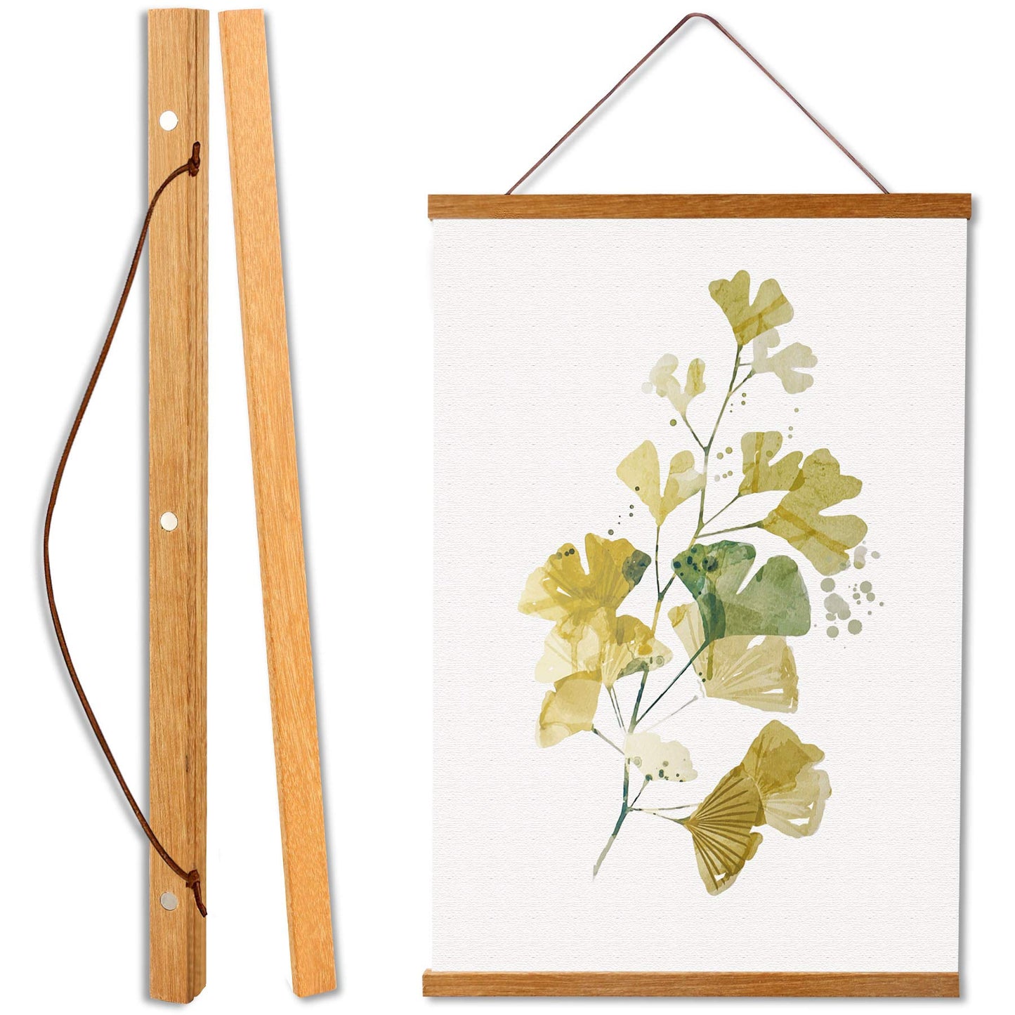WITCOLOR Magnetic Poster Hanger Frame, 14 Inch Wide Teak Wood Magnet Poster Frame for Posters, Prints, Photos, Pictures, Maps, Scrolls, and Canvas Artwork