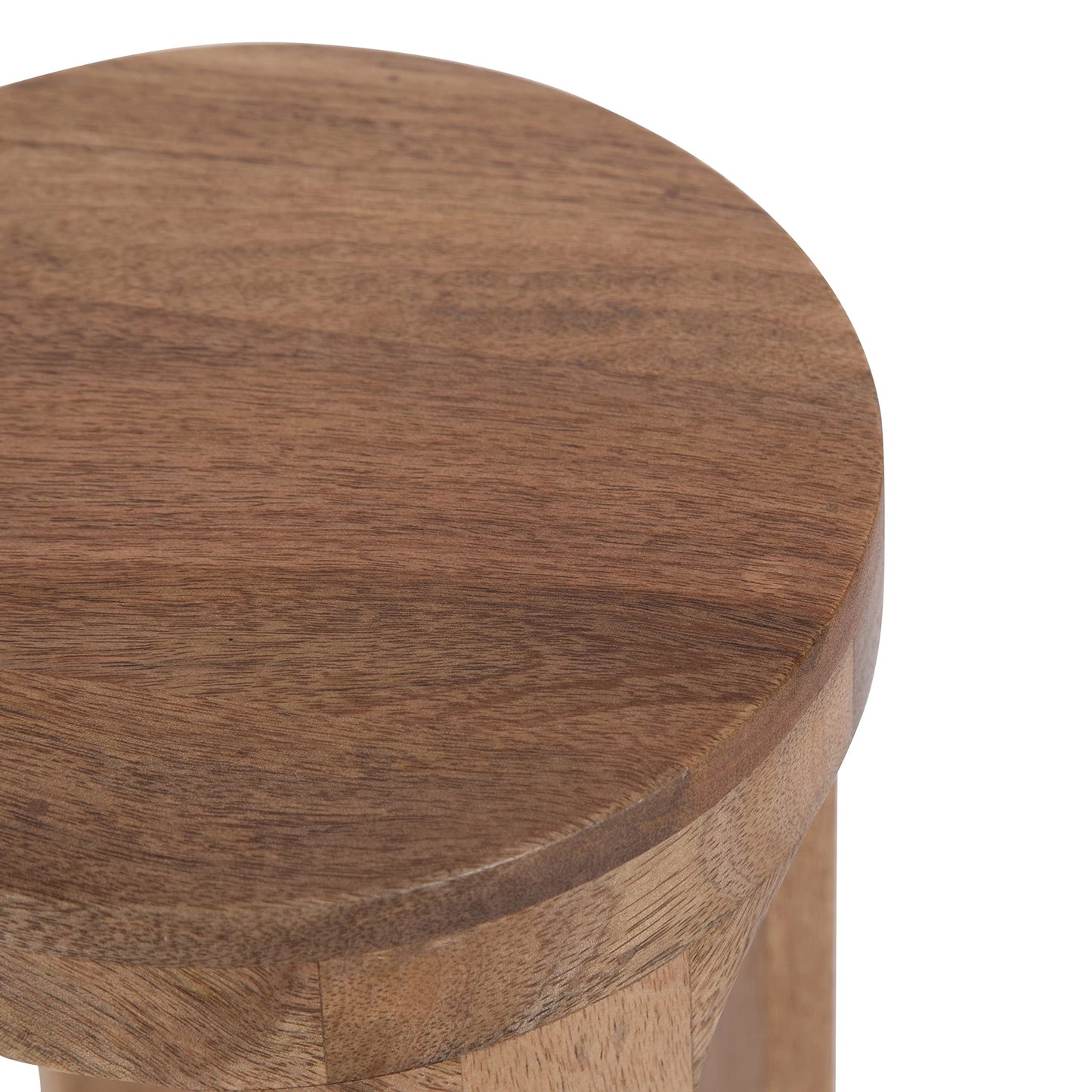 Kate and Laurel Dahl Wooden Round Drink Table; 8 x 23; Natural Brown; Transitional Boho Circle Wood Accent Pedestal Table for Living Room Plant Stand or Small Bedroom Nightstand