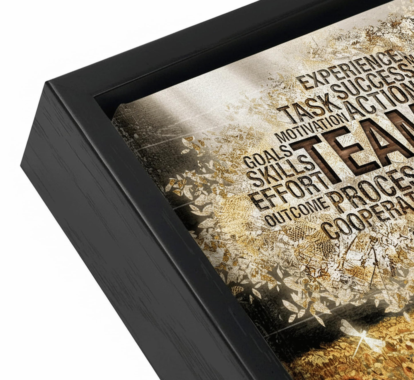 Framed Teamwork Tree Canvas Wall Art Inspirational Office Wall Decor Picture Motivation Positive Quotes And Sunflower Poster Print Painting for Living Room Bedroom Classroom Home Decoration