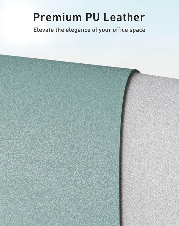Aothia Faux Leather Desk Mat - Large Mouse Pad, Non-Slip PU Leather Blotter, Waterproof Writing Surface for Office and Home (Light Blue, 40" x 24")