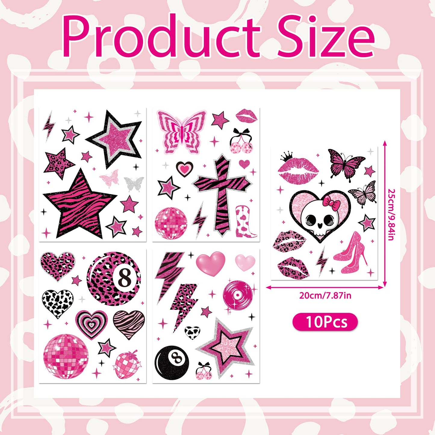 Wxiben Aesthetic Y2K Room Decor - 200 Pcs 2000s Mcbling Wall Decals Hot Pink Walls Stickers Decor for Room Y2K Star Baddie Peel and Stick Wall Decals for Home Bedroom Living Classroom Apartment Dorm