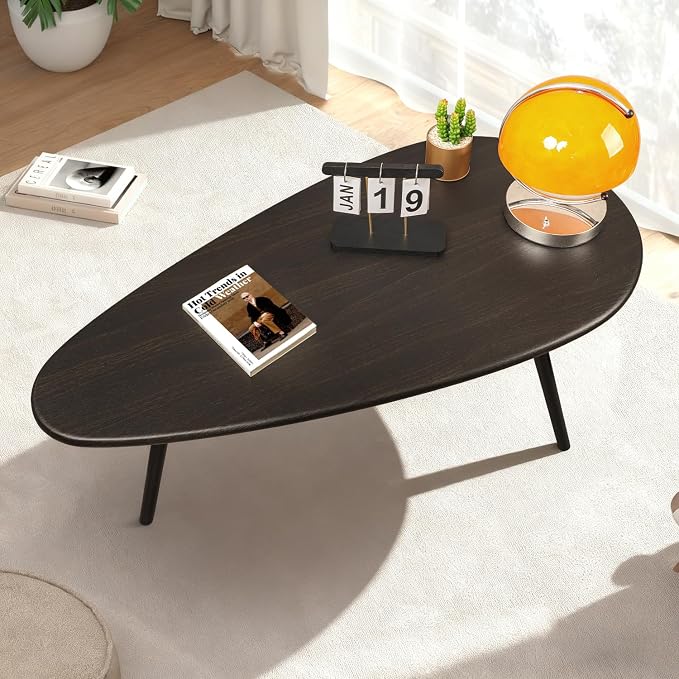 Coffee Table Modern Oval Coffee Tables Retro Center Table for Small Space Mid Century Rustic Accent Table for Living Room Home Office, Easy Assembly 22" D x 43" W x 18" H