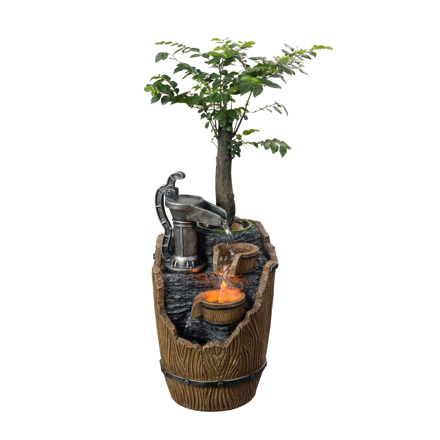 Tolevoit Tabletop Fountains Relaxation Soothing Sound Waterfall Fountain with LED Lights Indoor Zen Relaxation for Office Home Decorations Growing Plants to Purify the Air